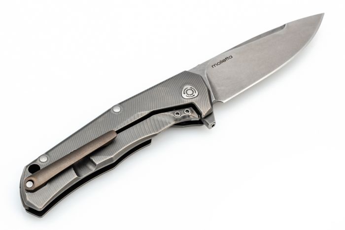 Нож складной LionSteel T.R.E. Bronze Titanium, сталь M390, рукоять титан