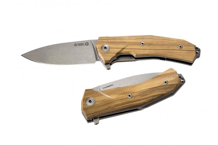 Нож складной LionSteel KUR UL Olive Wood Flipper, сталь Uddeholm Sleipner®, рукоять оливковое дерево