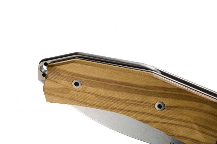 Нож складной LionSteel KUR UL Olive Wood Flipper, сталь Uddeholm Sleipner®, рукоять оливковое дерево