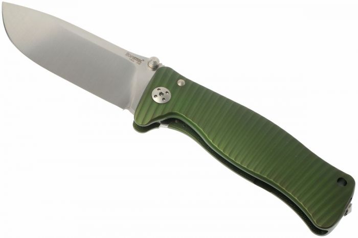 Нож складной LionSteel SR1A GS GREEN, сталь D2 Satin Finish, рукоять алюминий (Solid®), зелёный