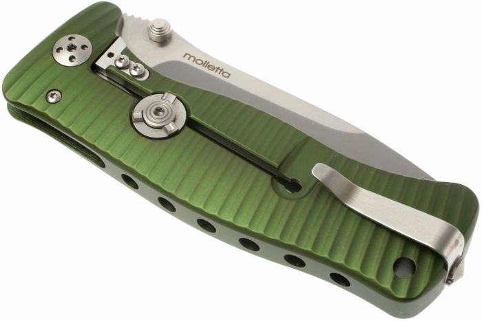 Нож складной LionSteel SR1A GS GREEN, сталь D2 Satin Finish, рукоять алюминий (Solid®), зелёный