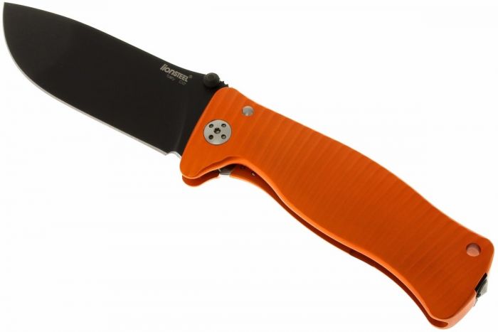 Нож складной LionSteel SR1A OB ORANGE, сталь D2 Black Finish, рукоять алюминий (Solid®), оранжевый