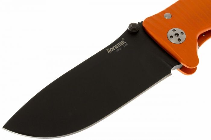 Нож складной LionSteel SR1A OB ORANGE, сталь D2 Black Finish, рукоять алюминий (Solid®), оранжевый