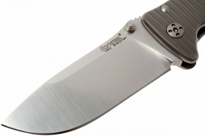 Нож складной LionSteel SR2 G (GREY) Mini, сталь Uddeholm Sleipner® Satin, рукоять титан по технологии Solid®, серый