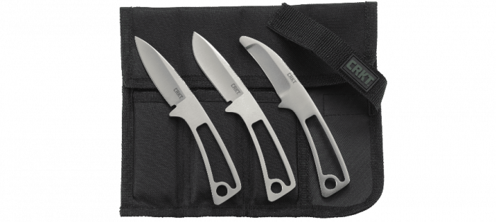 Набор из 3-х ножей фиксированным клинком CRKT BLACK FORK Hunting Knife Set, сталь 8Cr13MoV, цельнометаллические