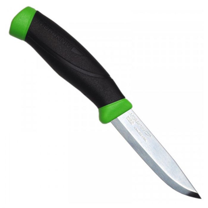 Нож с фиксированным лезвием Morakniv Companion Green, сталь Sandvik 12C27, рукоять пластик/резина, зеленый