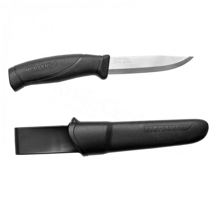 Нож с фиксированным лезвием Morakniv Companion Black, сталь Sandvik 12C27, рукоять пластик/резина