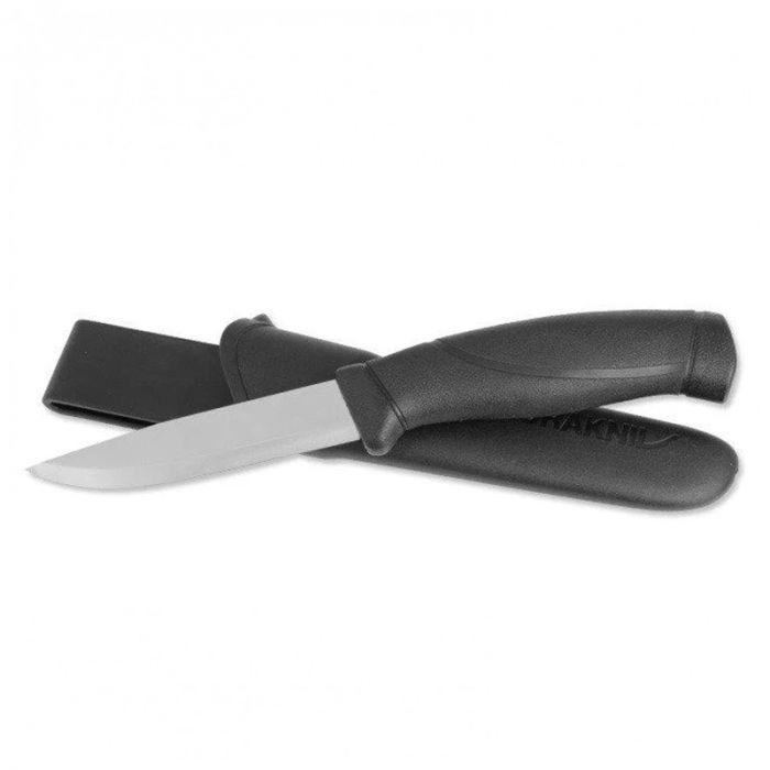 Нож с фиксированным лезвием Morakniv Companion Black, сталь Sandvik 12C27, рукоять пластик/резина