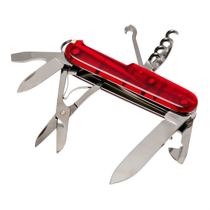 Нож перочинный Victorinox Climber, сталь X55CrMo14, рукоять Cellidor®, полупрозрачный красный