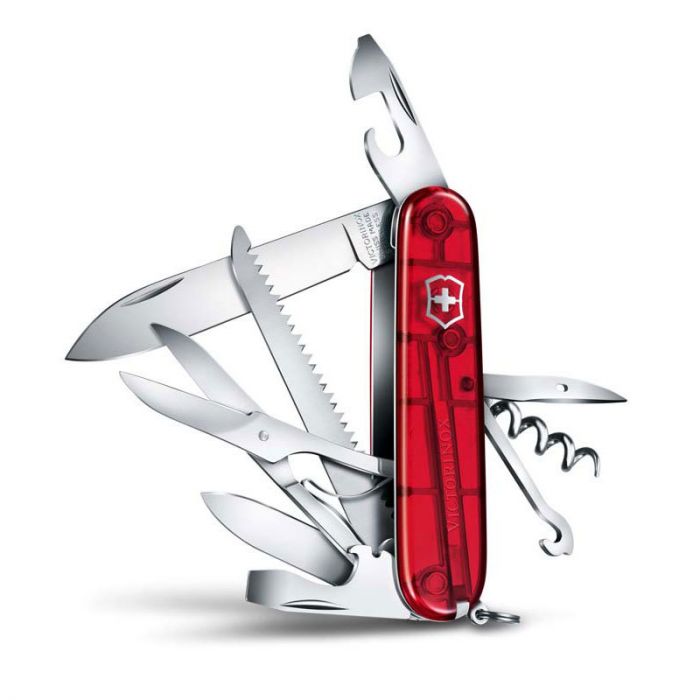 Нож перочинный Victorinox Huntsman, сталь X55CrMo14, рукоять Cellidor®, полупрозрачный красный