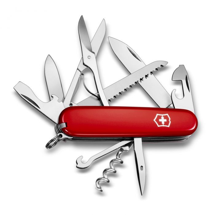 Нож перочинный Victorinox Huntsman, сталь X55CrMo14, рукоять Cellidor®, полупрозрачный красный