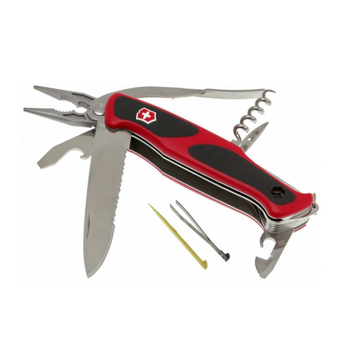 Нож перочинный Victorinox RangerGrip 174 Handyman, сталь X55CrMo14, рукоять термоэластопласт, красно-чёрный