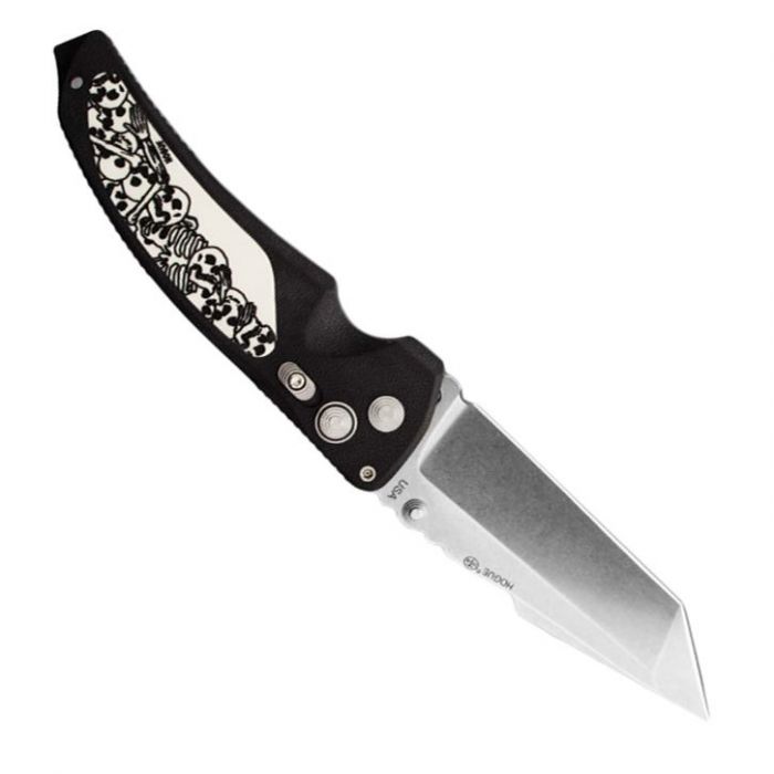 Нож складной Hogue EX-03 Stone-Tumbled Tanto, Skulls & Bones, сталь 154CM, рукоять инженерный пластик