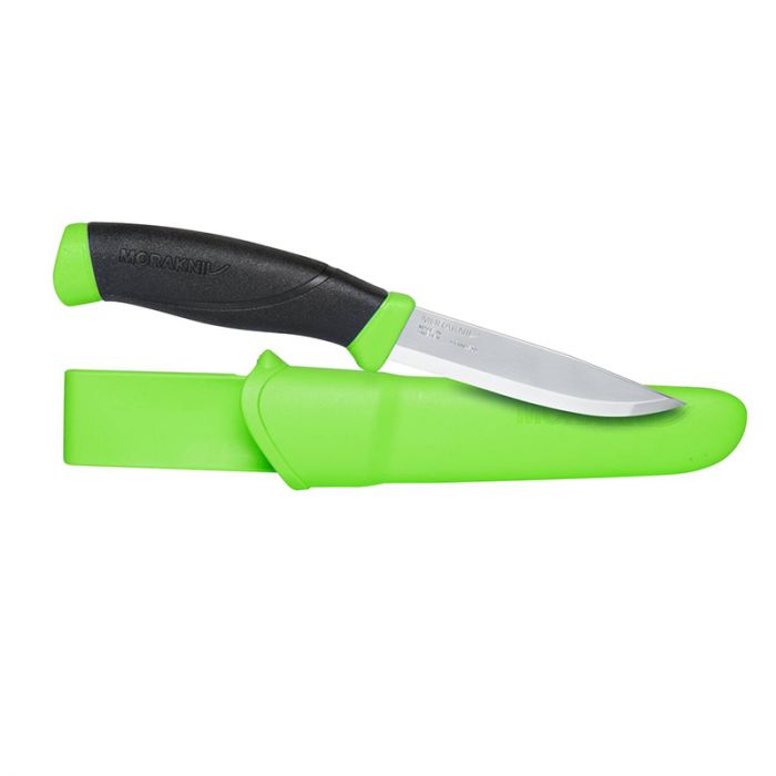 Нож с фиксированным лезвием Morakniv Companion Green, сталь Sandvik 12C27, рукоять пластик/резина, зеленый