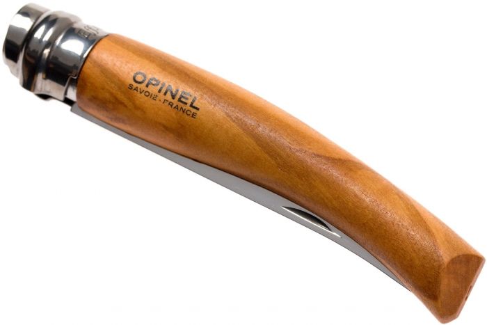 Нож складной филейный Opinel №8 VRI Folding Slim Olivewood, сталь Sandvik 12C27, рукоять из оливкового дерева, 001144