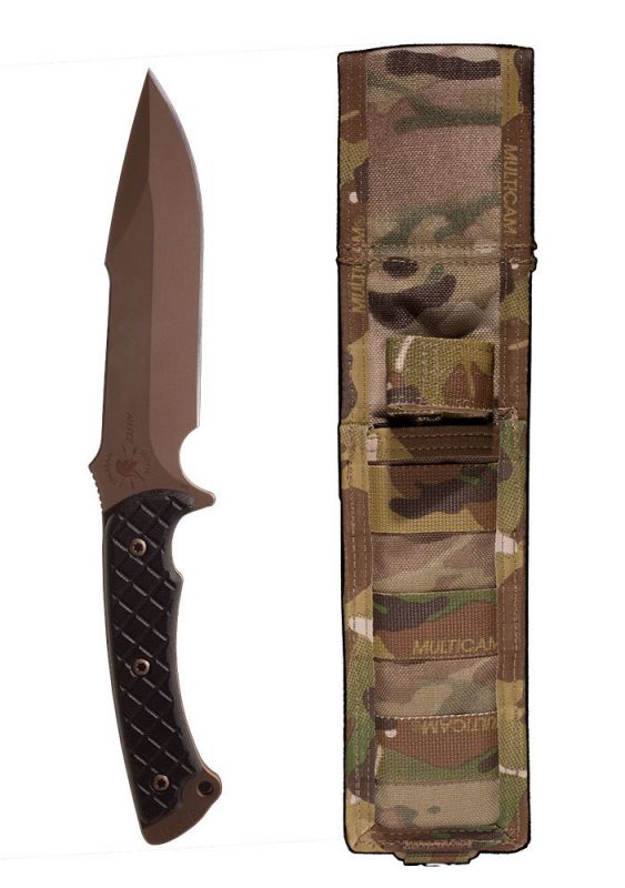 Нож с фиксированным клинком Spartan Blades Horkos, сталь CPM-S35VN Flat Dark Earth, рукоять черная микарта, чехол мультикам