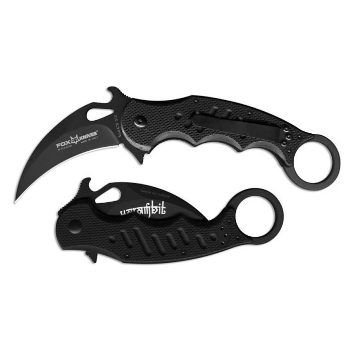 Складной нож Fox Karambit, сталь N690, рукоять стеклотекстолит G-10, чёрный