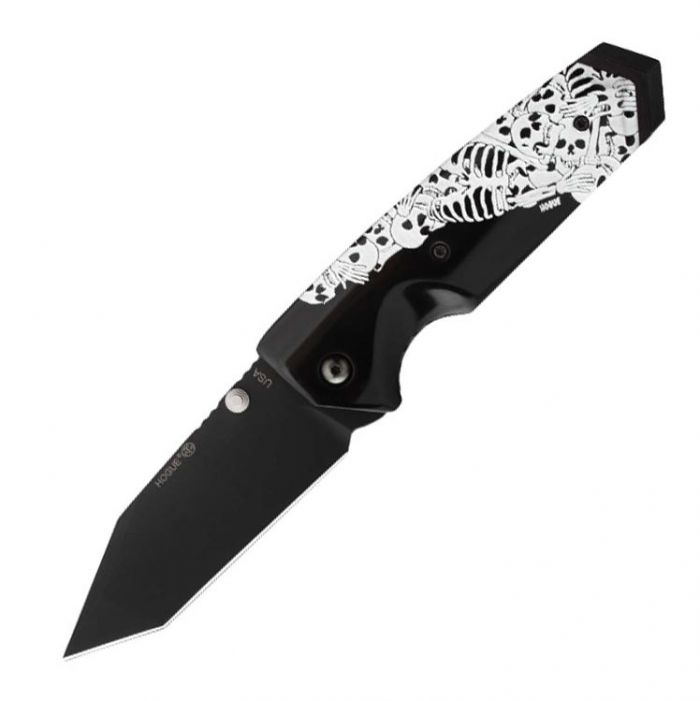 Складной нож Hogue EX-02 Tanto Skulls & Bones, сталь 154CM, рукоять ABS-пластик