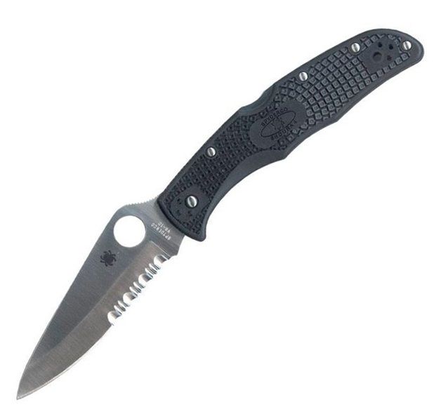 Складной нож Spyderco Endura 4 - 10PSBK, сталь VG-10 Satin Combo, рукоять термопластик FRN, чёрный