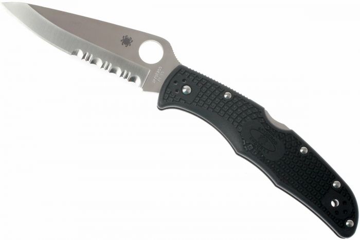 Складной нож Spyderco Endura 4 - 10PSBK, сталь VG-10 Satin Combo, рукоять термопластик FRN, чёрный