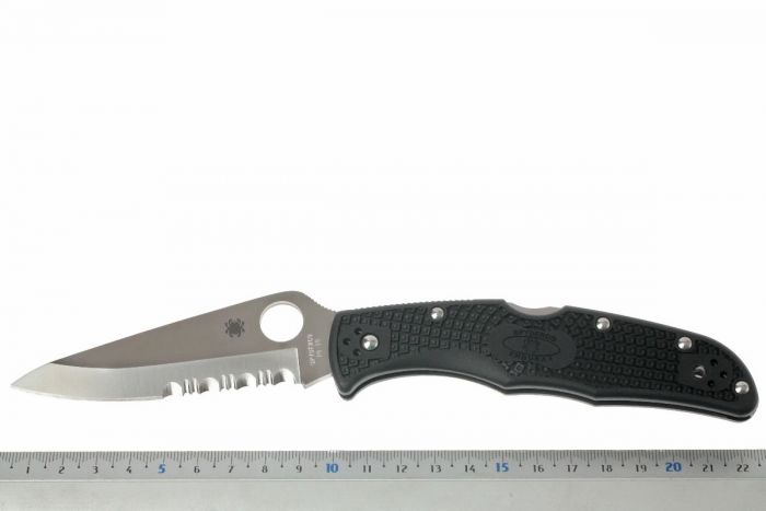 Складной нож Spyderco Endura 4 - 10PSBK, сталь VG-10 Satin Combo, рукоять термопластик FRN, чёрный