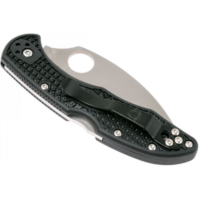 Нож складной Delica 4 Lightweight Spyderco 11FPWCBK, сталь VG-10 Satin Plain Wharncliffe, рукоять термопластик FRN, чёрный