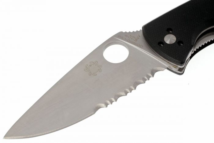 Нож складной Tenacious Spyderco 122GPS, сталь 8Cr13MOV Satin Combo, рукоять стеклотекстолит G-10, чёрный