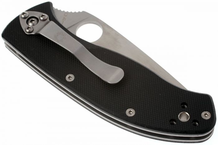 Нож складной Tenacious Spyderco 122GPS, сталь 8Cr13MOV Satin Combo, рукоять стеклотекстолит G-10, чёрный