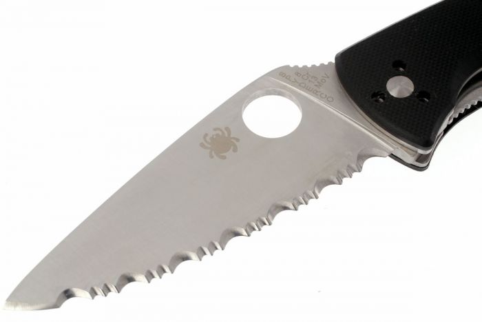 Нож складной Tenacious Spyderco C122GS, сталь 8Cr13MOV Satin Serrated, рукоять стеклотекстолит G-10, чёрный