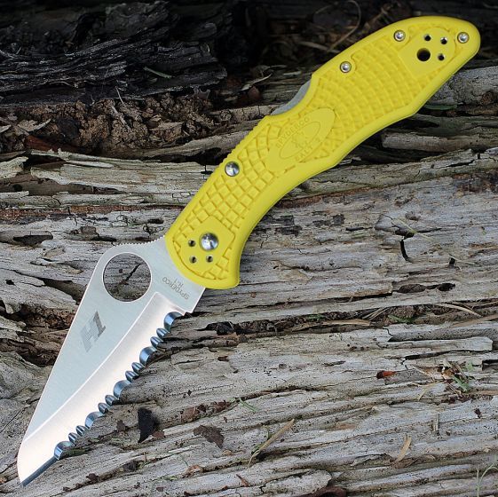 Складной нож Salt 2 - Spyderco C88SYL2, сталь H1 Satin Serrated, рукоять термопластик FRN, жёлтый