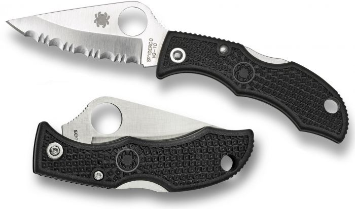 Нож складной Ladybug 3 - Spyderco LBKS3, сталь VG-10 Satin Serrated, рукоять термопластик FRN, чёрный