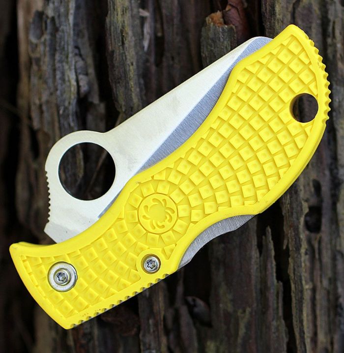 Нож складной ManBug Salt Lightweight Spyderco MYLS, сталь H1 Satin Serrated, рукоять термопластик FRN, жёлтый