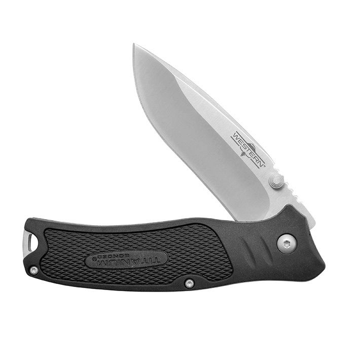 Нож складной Camillus Western 8" BlacTrax, Titanium Bonded® 420 Stainless Steel, TPR Handles 8.3 см.