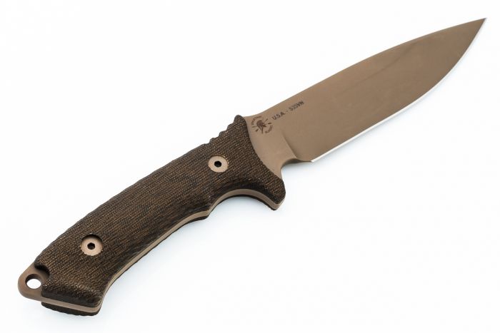 Нож с фиксированным клинком Spartan Blades Harsey Difensa, сталь CPM-S35VN Flat Dark Earth, рукоять зеленая микарта, чехол мультикам